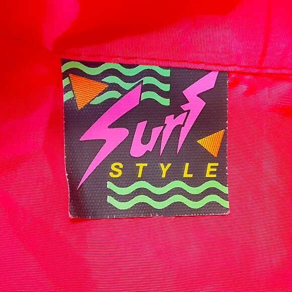 Vintage Surf Style Windbreaker 1/4 Zip Pullover Long Sleeve XL-XXL Pink/Red - Picture 7 of 7